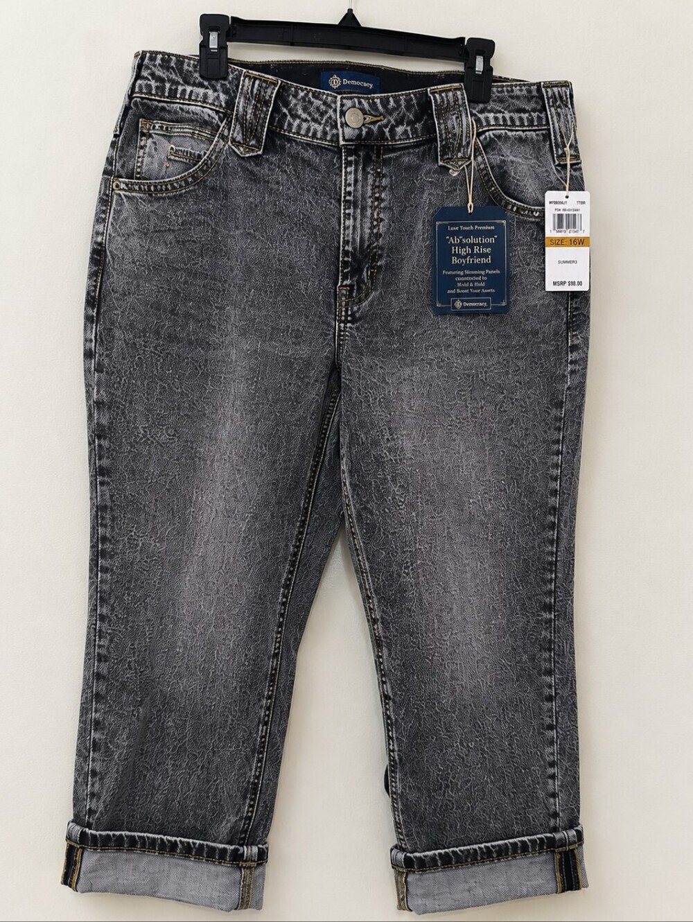 Democracy Ab"solution High Rise Boyfriend Jeans Gray Acid Wash Plus Size 16W NWT - Picture 4 of 8